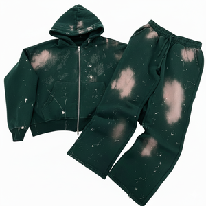 Sudadera con Capucha de Invierno para Hombre, Estilo Urbano, de Felpa Gruesa con Lavado Ácido Personalizado, Logotipo Bordado, Estilo Vintage Desgastado, con Bolsillo con Cremallera - Product Image 1