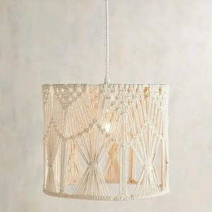 Lampe suspendue rustique faite à la main en coton tissé Plafonnier de style bohème pour chambre salon ou salle à manger - Product Image 2