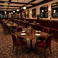 Meubles de restaurant vintage sur mesure Ron Group, table en bois massif, chaise rembourrée en velours, sièges de banquettes commerciales de luxe