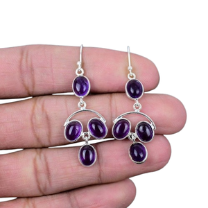 Boho Style classique boucles d'oreilles bijoux pour femmes bijoux en argent 925 argent Sterling améthyste pierres précieuses boucles d'oreilles faites à la main cadeau pour - Product Image 1