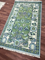 Halı Kilim Modern Yeşil Tanrıça Oushak El Düğümlü Pamuklu Düşük Havlı Lüks Oturma Odası Zemin Vintage Güzel Seccade