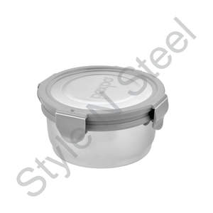 Boîte à tifin grise de qualité supérieure en acier inoxydable avec couvercle Conteneurs 3 pièces Articles réutilisables Verrouiller et déverrouiller la boîte Tiffin Ensemble de 3 pièces - Product Image 2