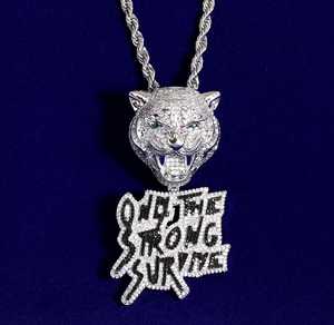 VVS Moissanite จี้หัวเสือเท่านั้นที่แข็งแกร่งรอดกราฟฟิตีเย็นออกฮิปฮอปชุดเครื่องประดับแร็ปเปอร์ - Product Image 2