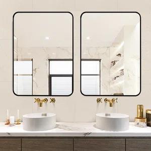 Miroir mural éclairé carré en métal élégant avec cadre en fer doré, décoration minimaliste pour couloir, entrée, mariage - Product Image 4