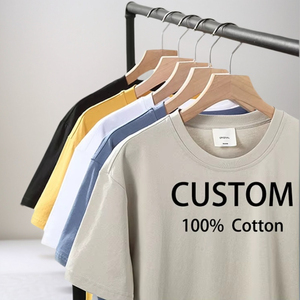 100% coton de qualité supérieure col rond coupe ample respirant 220g T-shirt pour hommes de couleur unie - Product Image 1