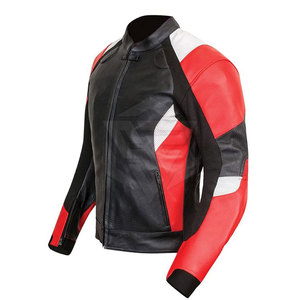 Dernière conception de veste de course en cuir de vache pour homme, col montant, logo personnalisé sur le devant, coupe-vent, respirante, vente en gros, veste de moto - Product Image 2