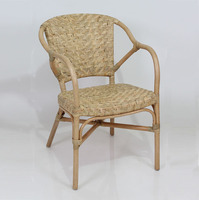Fauteuil de détente en rotin de couleur naturelle Sevilla Modern avec housse amovible pour salon et salle à manger