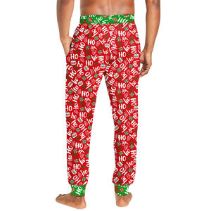Pantalones de chándal navideños de poliéster para hombre, pantalones de chándal navideños acogedores, pantalones cálidos para correr, ropa de descanso de invierno - Product Image 2