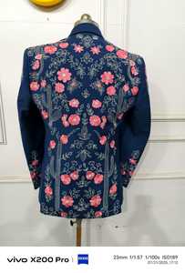 ชุดสูทคาวบอยปักลายแบบตะวันตกสีกรมท่าและสีแดงชุดโรดิโอต้นกระบองเพชรชุดแต่งงานแบบย้อนยุค2ชิ้น - Product Image 5