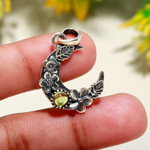 Pendentif péridot vert en argent sterling 925 Logo fabricant de bijoux pendentifs en argent faits à la main classique mariage spécial - Product Image 3