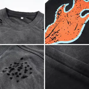 T-shirt à manches longues double couche pour homme, imprimé graphique personnalisé, délavé à l'acide, style ultra streetwear, vente en gros sous marque privée - Product Image 4