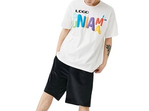 Camiseta de Alta Calidad con Cuello Redondo, Manga Corta, Corte Ajustado, con Estampado Puff, Última Llegada, Personalizable, de Poliéster/Algodón - Product Image 4