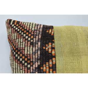 <b>Green</b> <b>Striped</b> Wool Patchwork Pillow 16x36 Inch Woven Technique Vintage Pattern Rustic Comfort Style for Living Room <b>Bedding</b> - Product Image 2