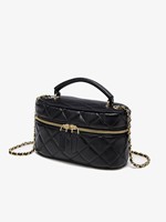 Sac à main en cuir PU matelassé noir, résistant à l'eau, avec chaîne dorée, sac à bandoulière pour femme, mini trousse de maquillage