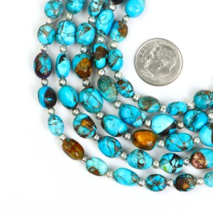 Cuentas Sueltas de Turquesa Azul Mohave, Cuentas de Turquesa Azul Lisa para la Fabricación de Joyas, Suministros de Mayorista Indio - Product Image 1