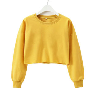 High Quality Cotton French Terry Plain <b>Sweatshirt</b> Crop Top Custom Women <b>Hoodies</b> for Young <b>Girls</b> - Product Image 1