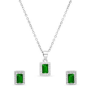 ชุดเครื่องประดับไข่มุกและเพทายสีเขียวมรกต Zarkan Green Treasure Box (ไข่มุกน้ำจืดทรงมรกตและทรงลูกแพร์ สำหรับงานปาร์ตี้และงานแต่งงาน) - Product Image 1