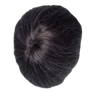 Perruque en cheveux humains à dentelle frontale mono, cheveux chinois vierges Remy, patchs de cheveux, lisses crépus, vague profonde, 1b+gris - Product Image 6