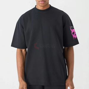 T-shirt surdimensionné pour homme 100% coton épais Vintage Digital Print Graphic Drop Shoulder Long Sleeve Boxy Tee Wholesale - Product Image 3