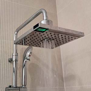 ฝักบัวติดผนัง5เหลี่ยม LED ด้วยไฟ LED เจ็ต3ดวงและเซ็นเซอร์อินฟราเรดสีเทากก. - Product Image 3