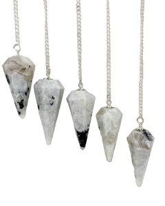 Pendule de radiesthésie en pierre de lune arc-en-ciel naturelle, fait main, outil de guérison par les cristaux, Reiki, divination, chakra, méditation, cadeau - Product Image 2