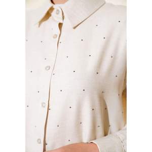 Tunique Détail Pierre Devant 2 Pièces Ensemble Beige - Product Image 3