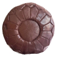 Pouf ottoman rond marocain fait main 100% cuir, repose-pieds bohème antique, table d'appoint intérieure, décoration de salon pour l'inauguration de la maison