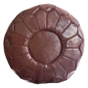 Pouf ottoman marocain en cuir véritable fait main, style bohème antique, pour salon, chambre, décoration, cadeau de pendaison de crémaillère - Product Image 1