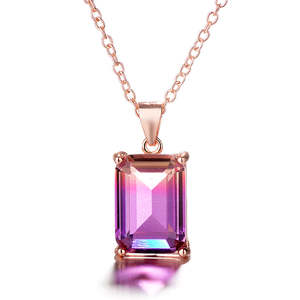 Elegante Anello in Acciaio Inossidabile con Ametrina Viola Gialla Taglio Smeraldo, Motivo Geometrico e Tecnica di Incastonatura a Griffe, Idea Regalo di Tendenza - Product Image 1