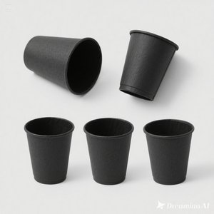 Eco Friendly <b>Black</b> Paper <b>Cup</b> with White Embossed Design 16 oz 100 Packs Disposable & Stylish - Product Image 2