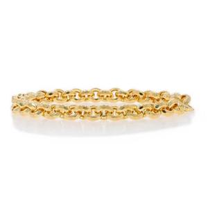 Chaîne Rolo en or véritable martelé solide plaqué or jaune 18 carats Bijoux de mode classiques pour femmes - Product Image 2