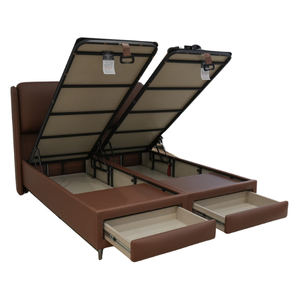 Juego de Cabecero con Base de Almacenamiento de Acero y Cuero Sintético Premium Nature Ice, con Doble Elevación Hidráulica, Cómodo, Duradero y Único - Product Image 4