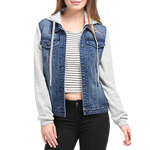 Veste en jean longue à capuche pour femme, sur mesure, respirante et extensible, avec impression par sublimation sur coton bleu, design uni pour l'hiver - Product Image 3