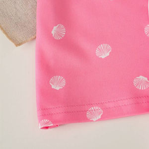 Dernière mode col rond imprimé à manches courtes filles t-shirts respirant polyester/coton prix de gros pas cher - Product Image 4