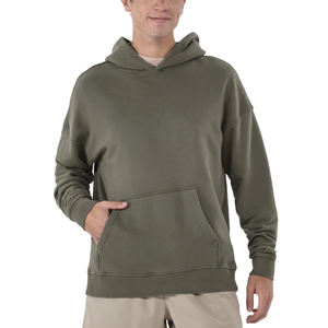 Venta al por mayor de sudaderas con capucha de algodón para los hombres de lana en blanco de gran tamaño de impresión personalizada Logo Drop Shoulder Baggy Loose Fit sudaderas con capucha de los hombres - Product Image 6