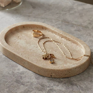 Premium Quality Travertine <b>Marble</b> <b>Tray</b> Handcrafted Natural Stone Decorative Home Organizer Accent - Product Image 1