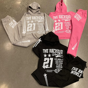 Ensemble de survêtement d'hiver pour homme personnalisé, style évasé, délavé à l'acide, imprimé à l'écran, technique de strass, uni - Product Image 4