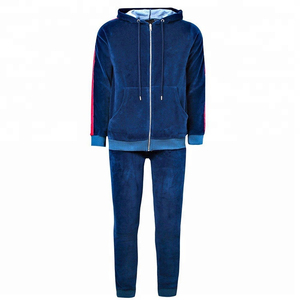 Custom <b>Velour</b> <b>Tracksuit</b> <b>Men</b> Two Piece Zipper Hoodie Joggers Set Plush Fabric Embroidered Logo Retro Fashion Style - Product Image 6