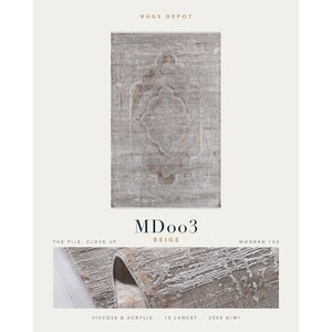 พรมวิสโคสและอะคริลิกแบบขายส่ง รุ่น MODERN 100 MD003 สีเบจ ผลิตด้วยเครื่องจักร พรมตุรกี สำหรับห้องนั่งเล่น โครงการโรงแรม - Product Image 2