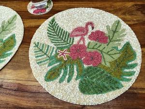 Handmade Modern Floral Beaded Placemat Satin Material Home <b>Christmas</b> Wedding Banquet Parties Accent Dining Table Decoration - Product Image 4