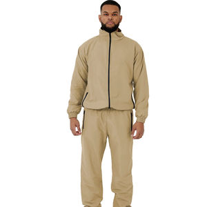 Ensemble de survêtement coupe-vent personnalisé pour homme : veste zippée et pantalon empilé en polyester et nylon - Product Image 1