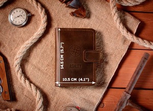 Couverture de passeport et porte-carte en cuir véritable faits à la main accessoire de bureau d'affaires pressé à chaud PTH-0005 portable - Product Image 2