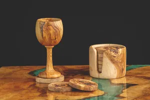 Haute qualité fabriqués à la main en bois naturel rustique thé bière caboteur ensemble sous-verres en bois massif pour la maison cuisine décor tapis tampons - Product Image 3