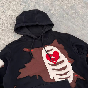 Sweat-shirts à capuche surdimensionnés pour hommes de qualité supérieure, 100% coton, impression en relief, poids lourd, streetwear, service OEM disponible - Product Image 4