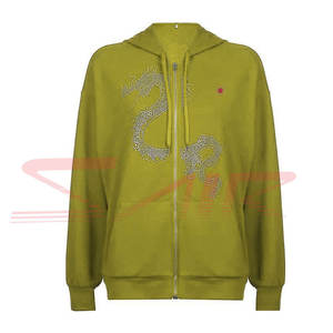 Sudadera con Capucha Unisex de Felpa Sólida con Logotipo Personalizado y Pedrería, 100% Algodón, Transpirable, con Cierre, Nueva Colección de Invierno para Hombre - Product Image 5