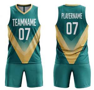 Ensemble de maillots de basket-ball personnalisables en gros, 100% polyester, haut sans manches, respirant, séchage rapide, pour hommes - Product Image 4