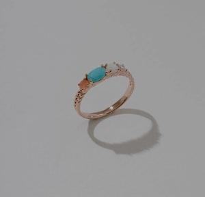 Bague en argent sterling 925 plaqué or 14 carats avec pierres de lune rose turquoise et opale en forme de poire, bijoux de fête classiques pour femmes, Bella Jewelry - Product Image 1