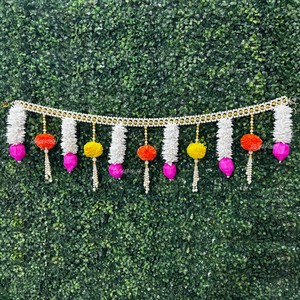 Divyakosh ดอกบัวหลากสี37นิ้วแบบพรีเมี่ยมเทศกาล gajra แนวตั้งแบบดั้งเดิมตกแต่งบ้านแขวน - Product Image 5