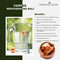 Boule d'eau en cuivre 100% ayurvédique pour améliorer la purification de l'eau, soutenir la santé immunitaire et favoriser la guérison naturelle