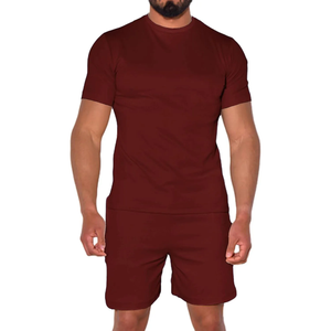 2025 personnalisable mode hommes couleur unie 2 pièces ensemble court hommes été t-shirt et short ensemble respirant personnalisé mode - Product Image 6